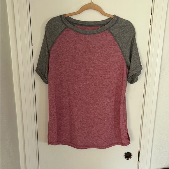 Casual Pink and Gray Women's Raglan Top - Picture 1 of 3